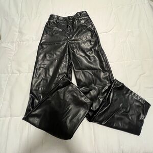 SHEIN Black Faux Leather Trousers